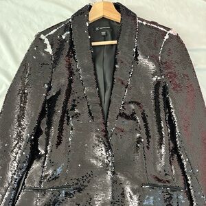 INC International Concepts Silver/Black Sequin Blazer (Size: M)